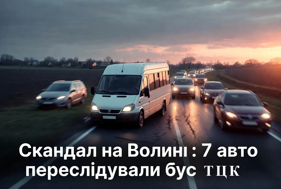 На Волині семеро цивільних авто влаштували погоню за бусом ТЦК, змусили його з’їхати в кювет і силоміць звільнили військовозобов’язаного: що відомо про інцидент