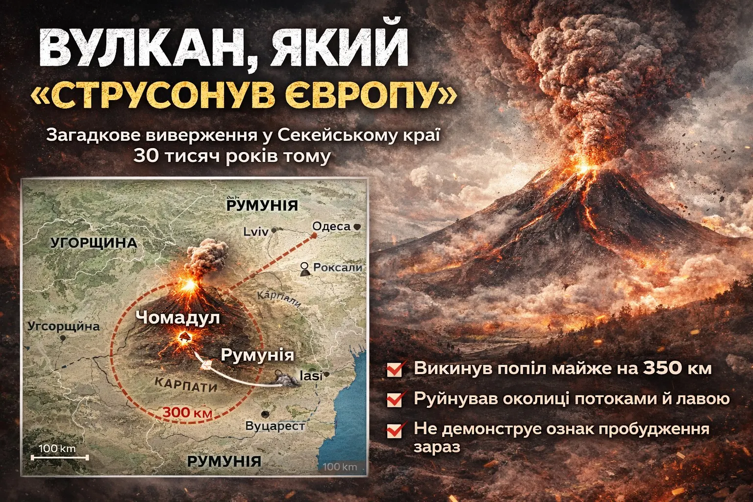 Вулкан, який “струсонув Європу”: що насправді відомо про давнє виверження у Секейському краї