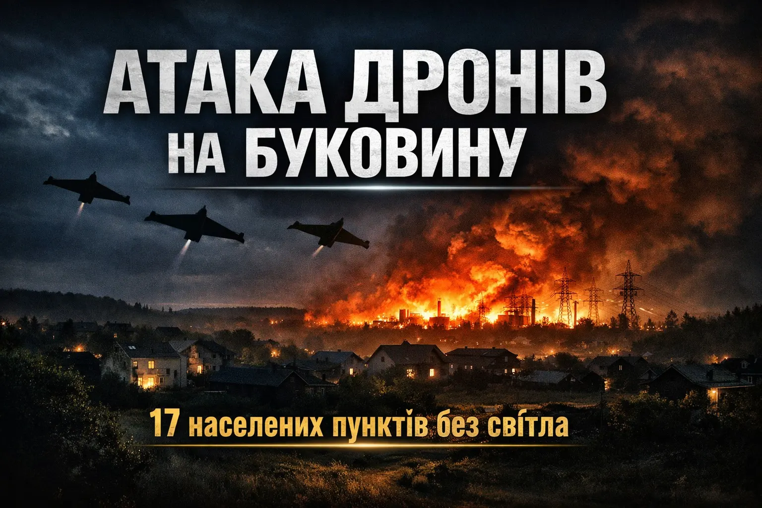 Атака дронів на Буковину: частина громад залишилась без світла