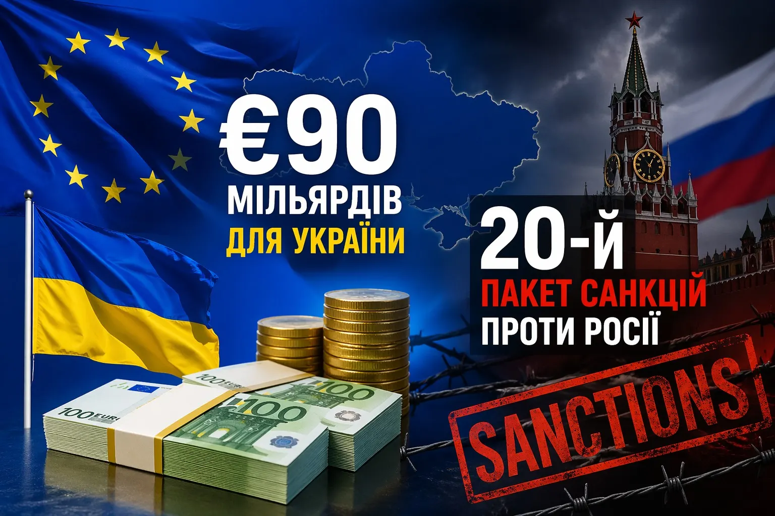 ЄС готує €90 млрд для України та нові санкції проти РФ: що відомо