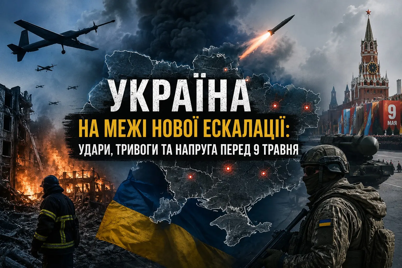 Україна на межі нової ескалації: удари, тривоги та напруга перед 9 травня