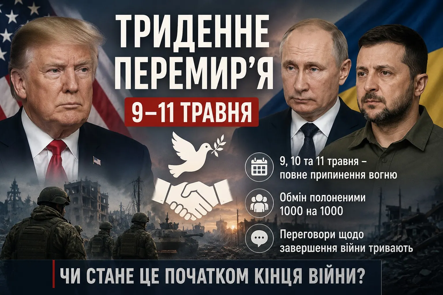 Трамп оголосив про триденне перемир’я між Україною і Росією