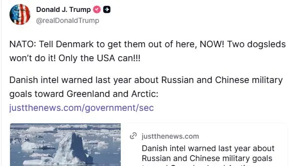 Дональд Трамп закликав Данію «негайно піти з Гренландії».