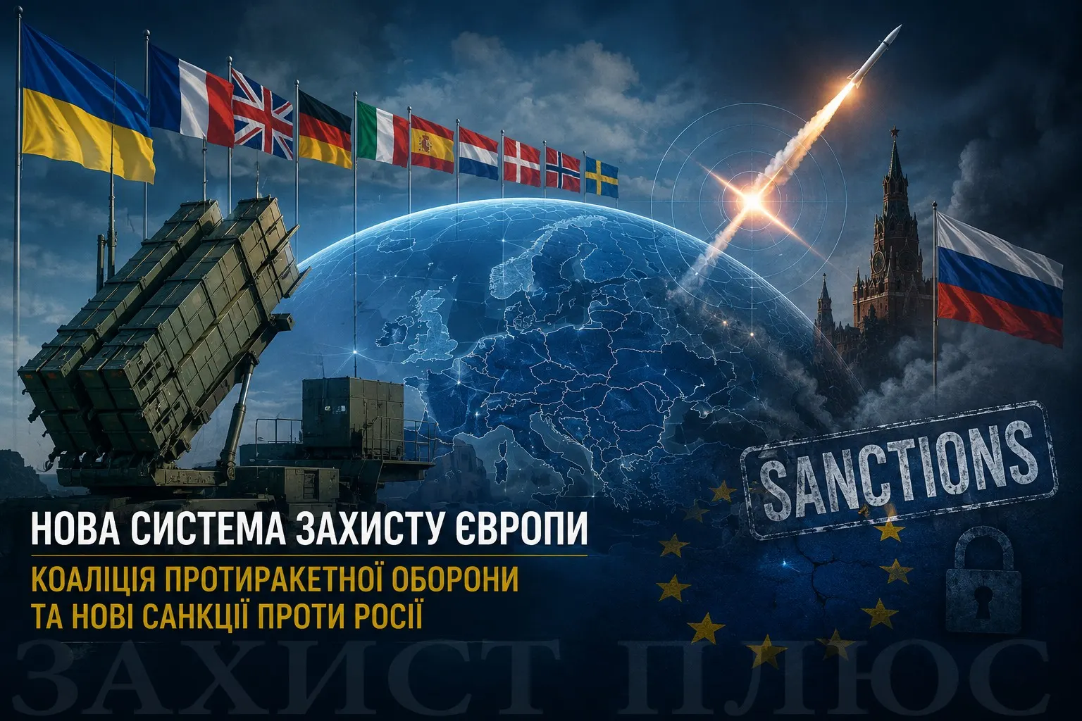 Європа будує новий оборонний щит: Україна разом із дев'ятьма країнами створює коаліцію протиракетної оборони, а ЄС посилює санкції проти Росії