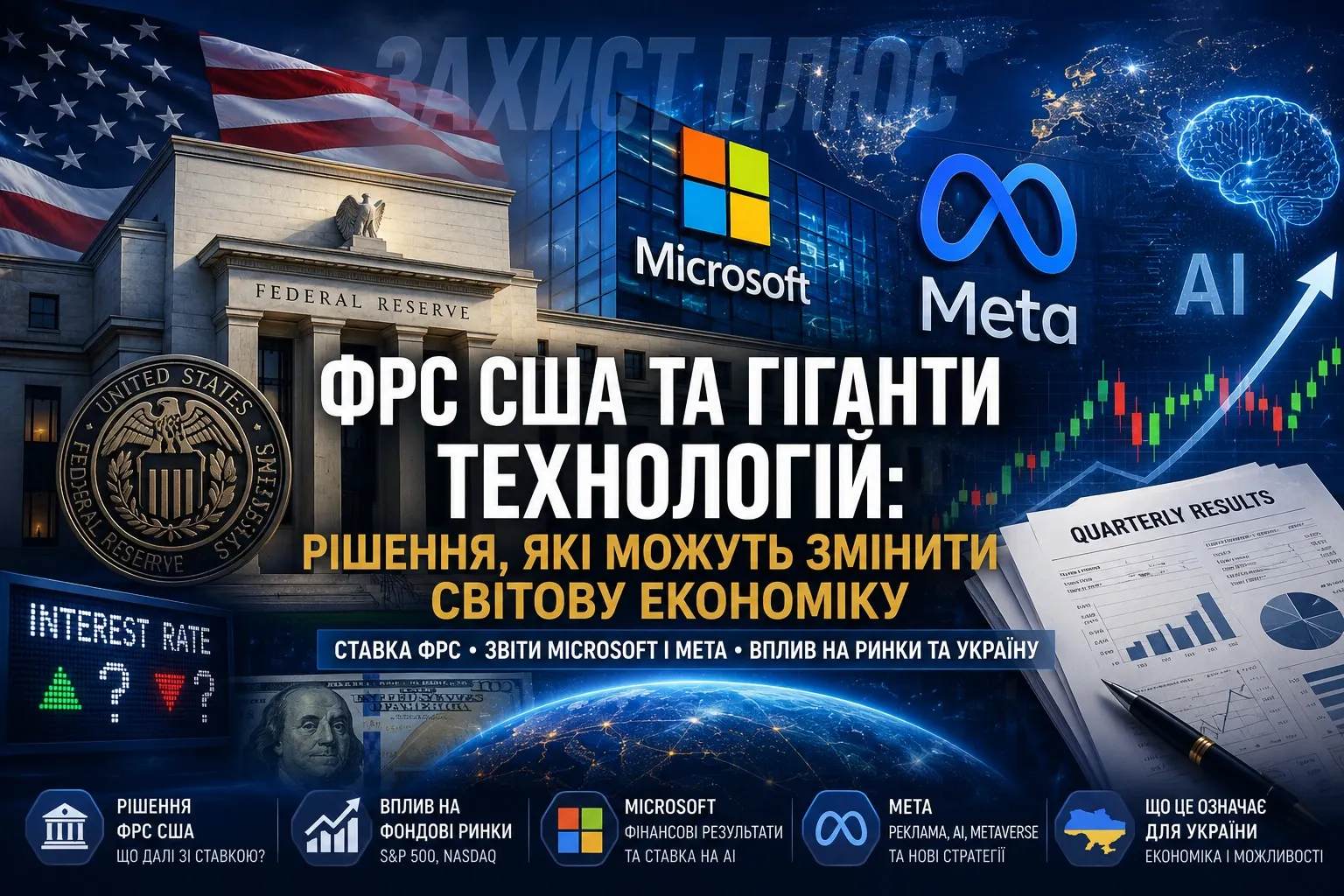 ФРС вирішує майбутнє світової економіки, а Microsoft і Meta готують головний фінансовий іспит року: що чекає на ринки та Україну