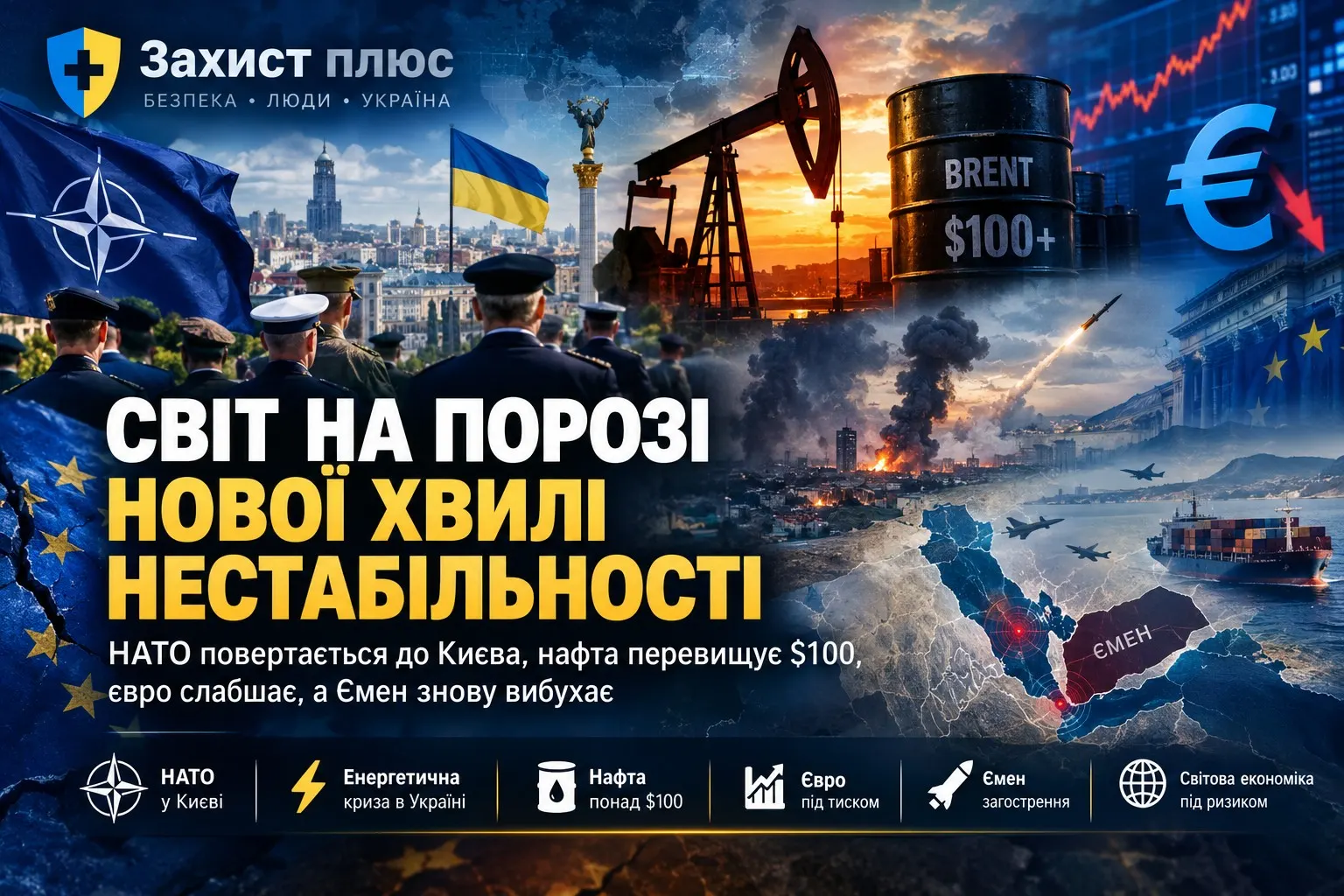Світ на порозі нової хвилі нестабільності: НАТО повертається до Києва, нафта перевищує $100, євро слабшає, а Ємен знову вибухає