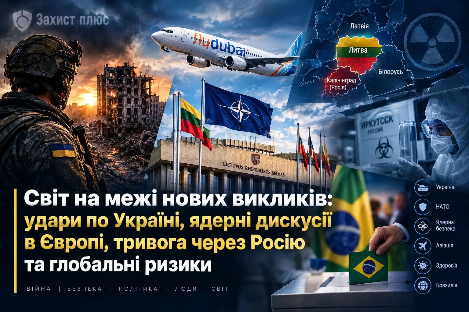 Світ на межі нових викликів: удари по Україні, ядерні дискусії в Європі, тривога через Росію та криза авіаційної безпеки